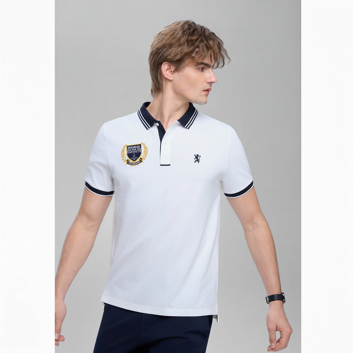 Men’s Slim Fit Embroidery Bold Polo - Giordano Online