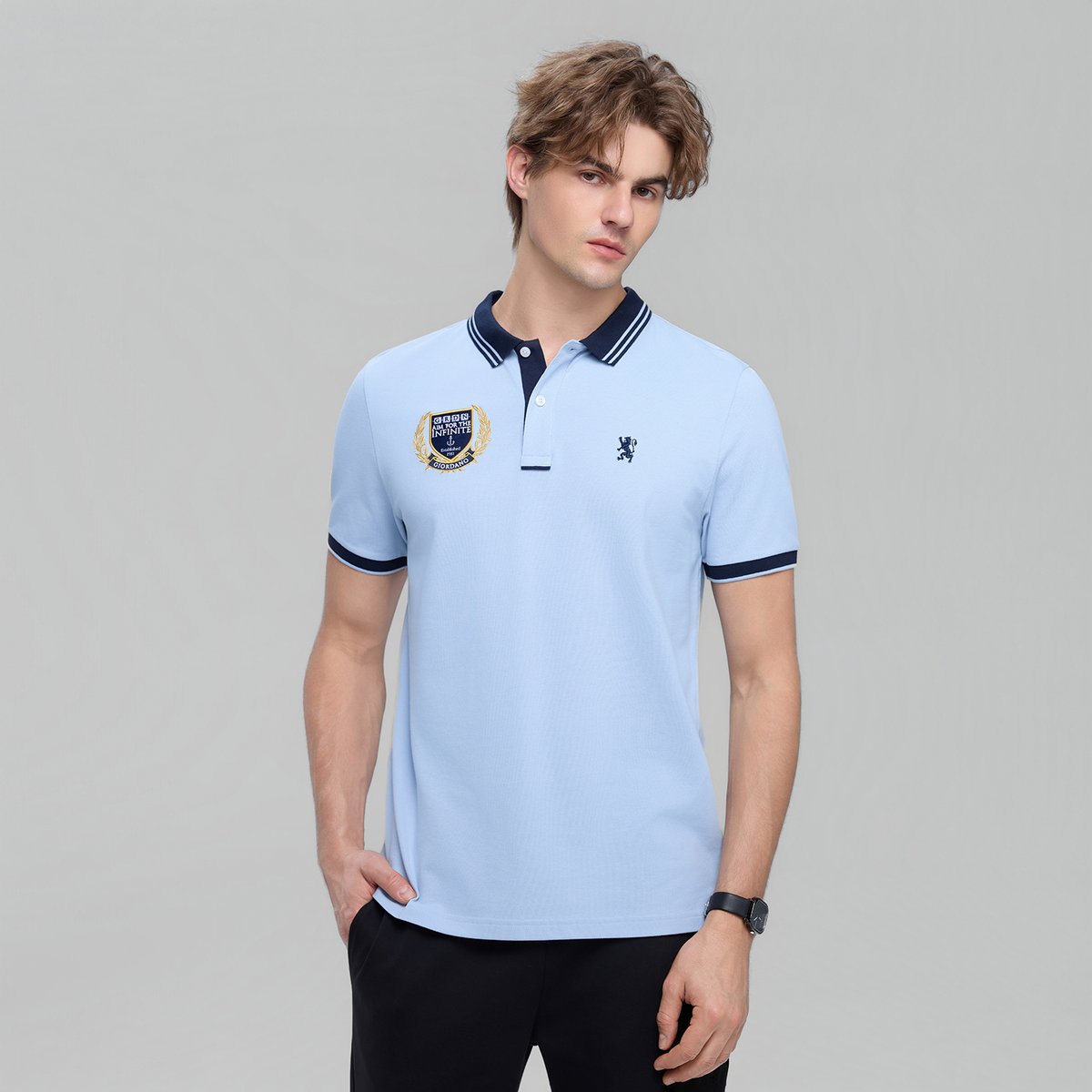 Men’s Slim Fit Embroidery Bold Polo - Giordano Online