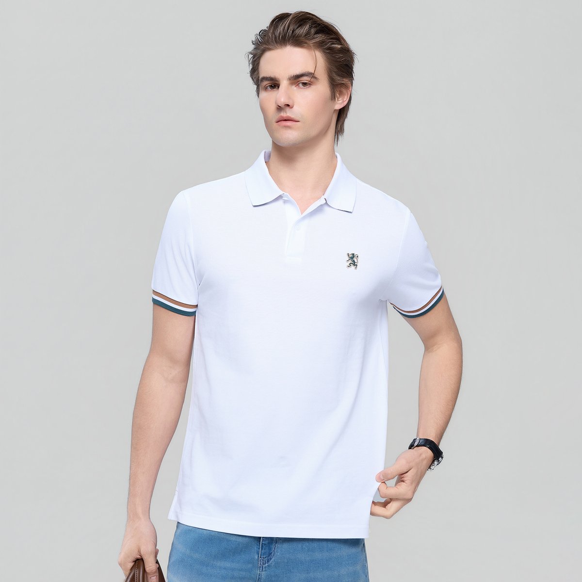 Men’s Slim Fit Embroidery Solid Polo - Giordano Online