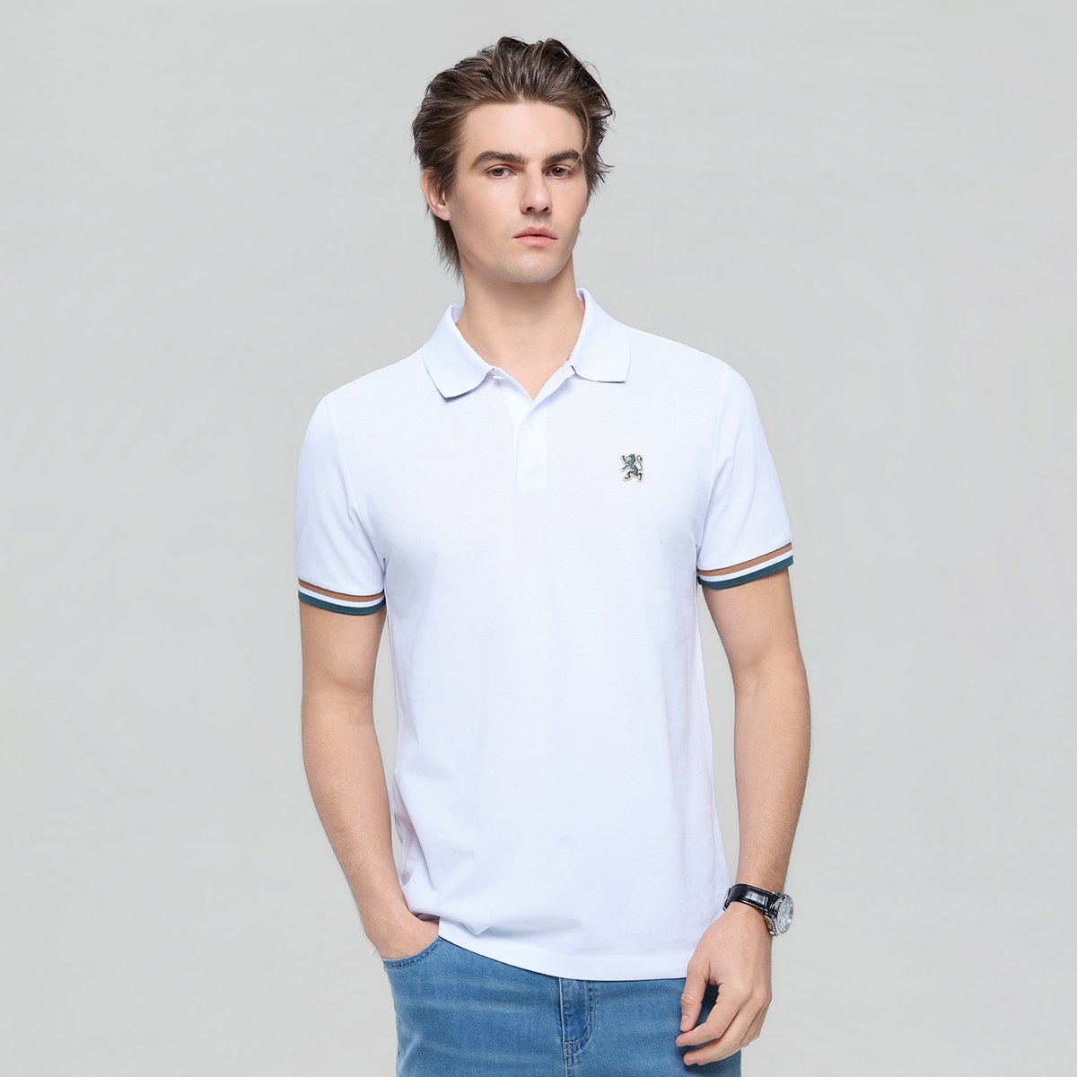 Men’s Slim Fit Embroidery Solid Polo - Giordano Online