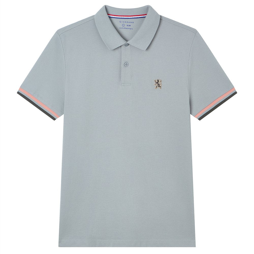 Men’s Slim Fit Embroidery Solid Polo - Giordano Online