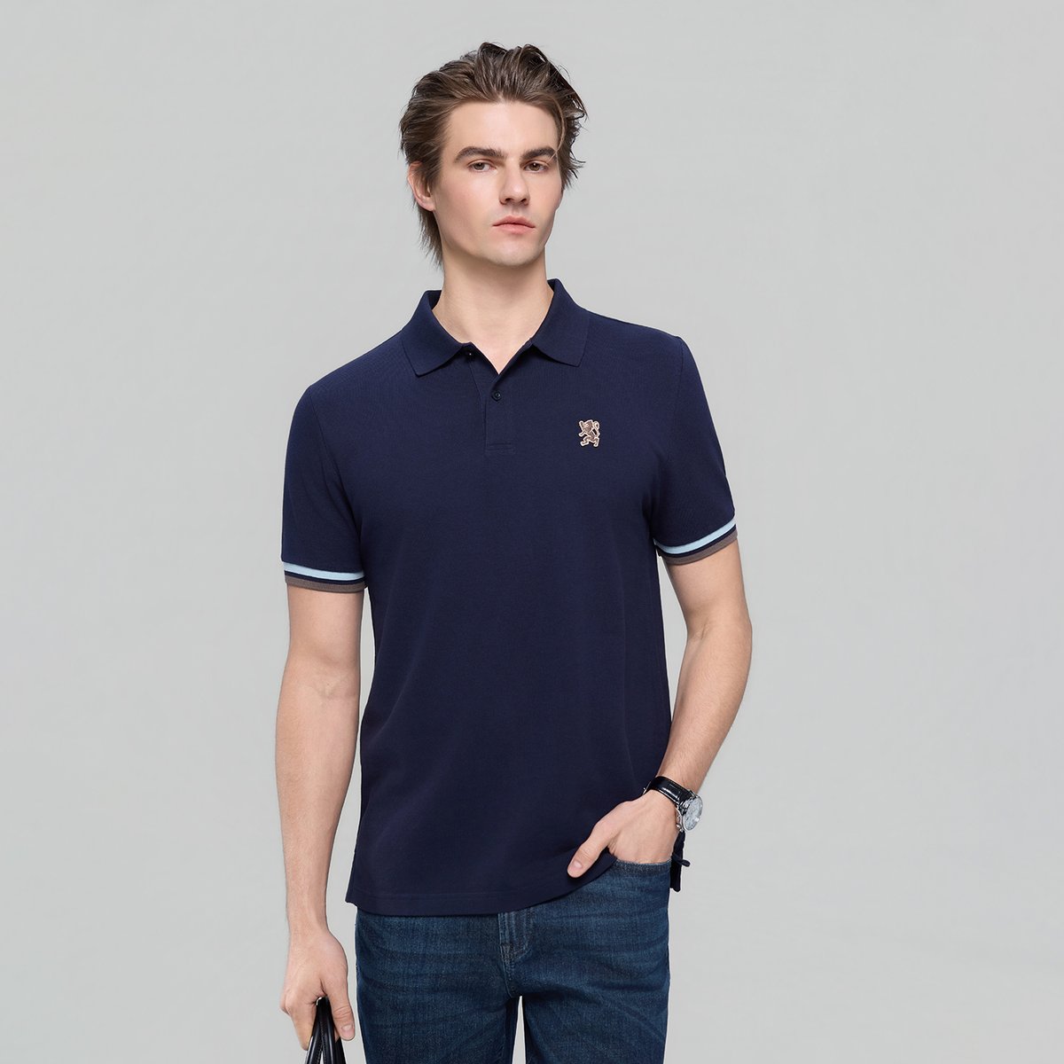 Men’s Slim Fit Embroidery Solid Polo - Giordano Online