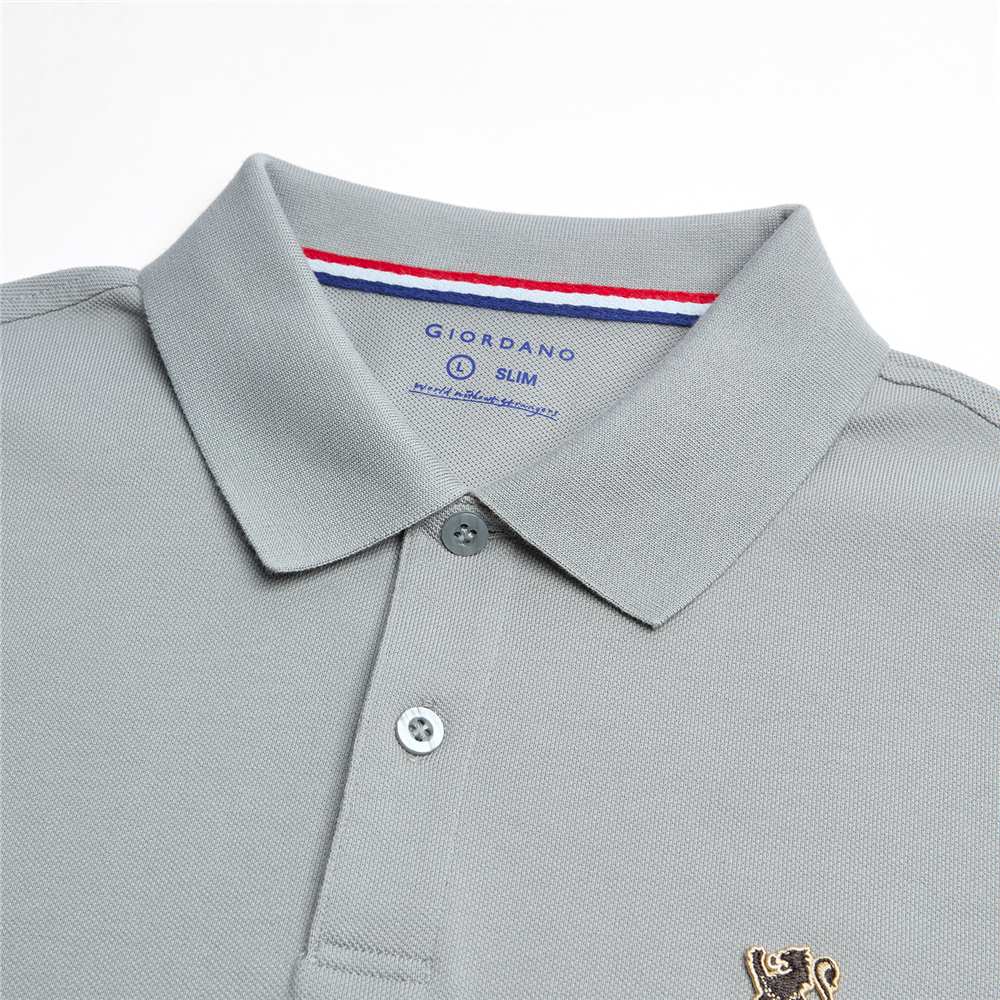 Men’s Slim Fit Embroidery Solid Polo - Giordano Online