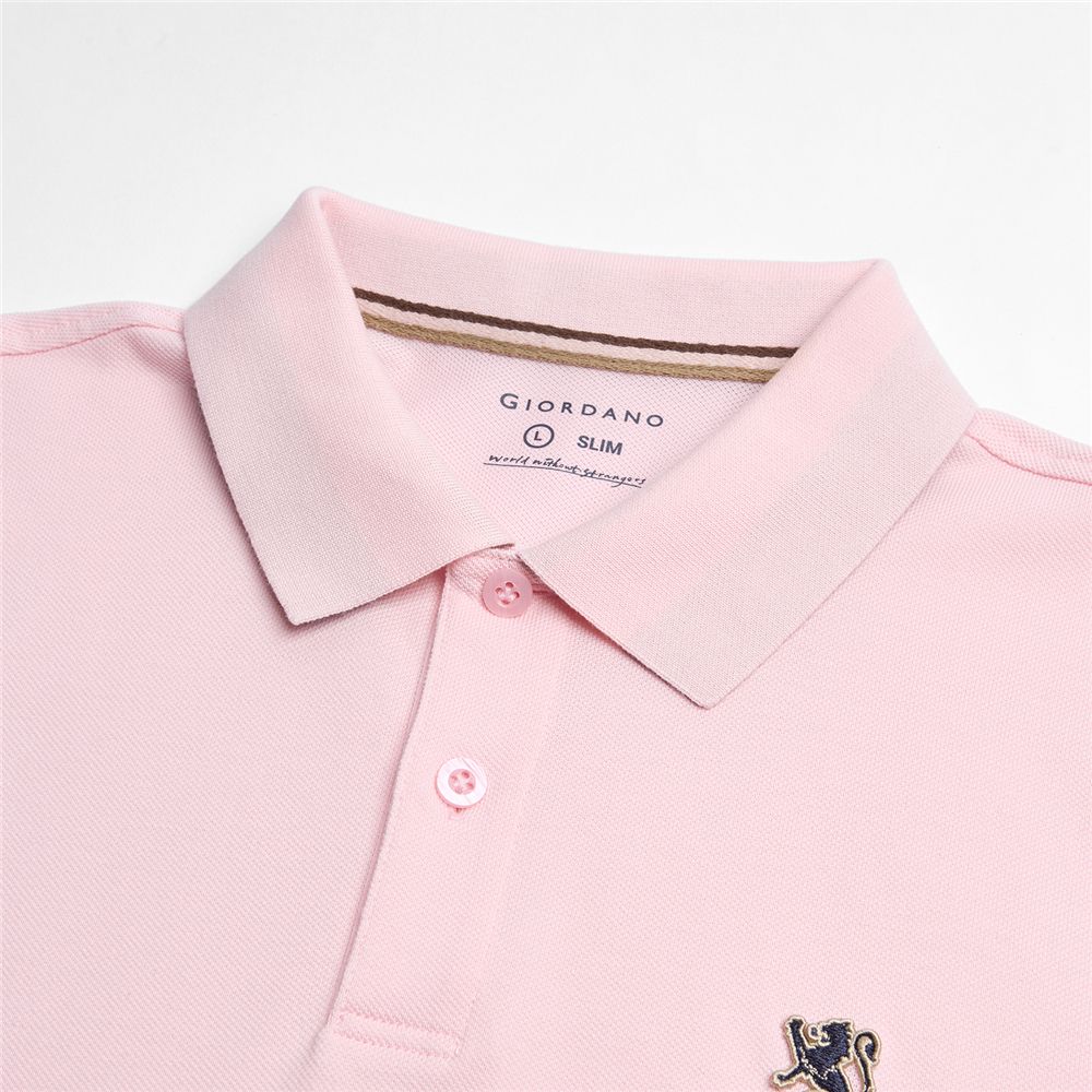Men’s Slim Fit Embroidery Solid Polo - Giordano Online