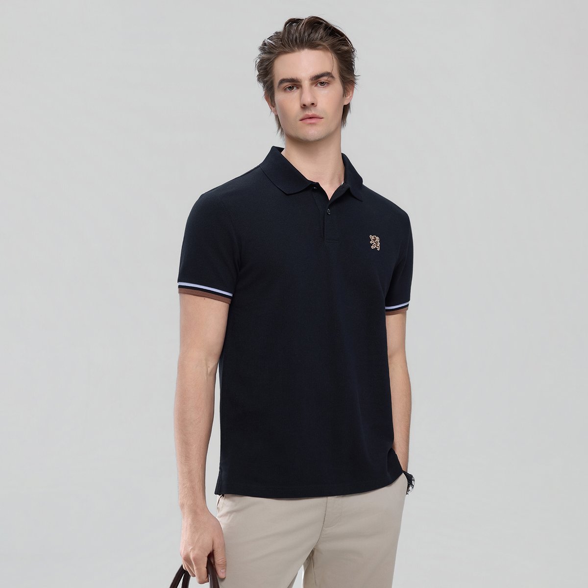 Men’s Slim Fit Embroidery Solid Polo - Giordano Online