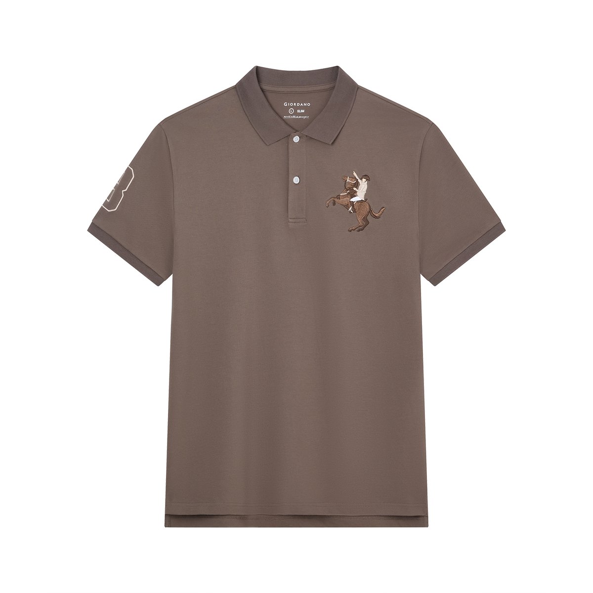 Men’s Slim Fit Napoleon Embroidery Lycra Pique Polo - Giordano Online