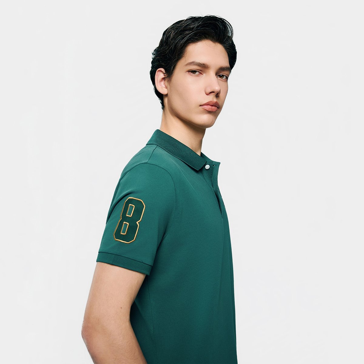 Men’s Slim Fit Napoleon Embroidery Lycra Pique Polo - Giordano Online