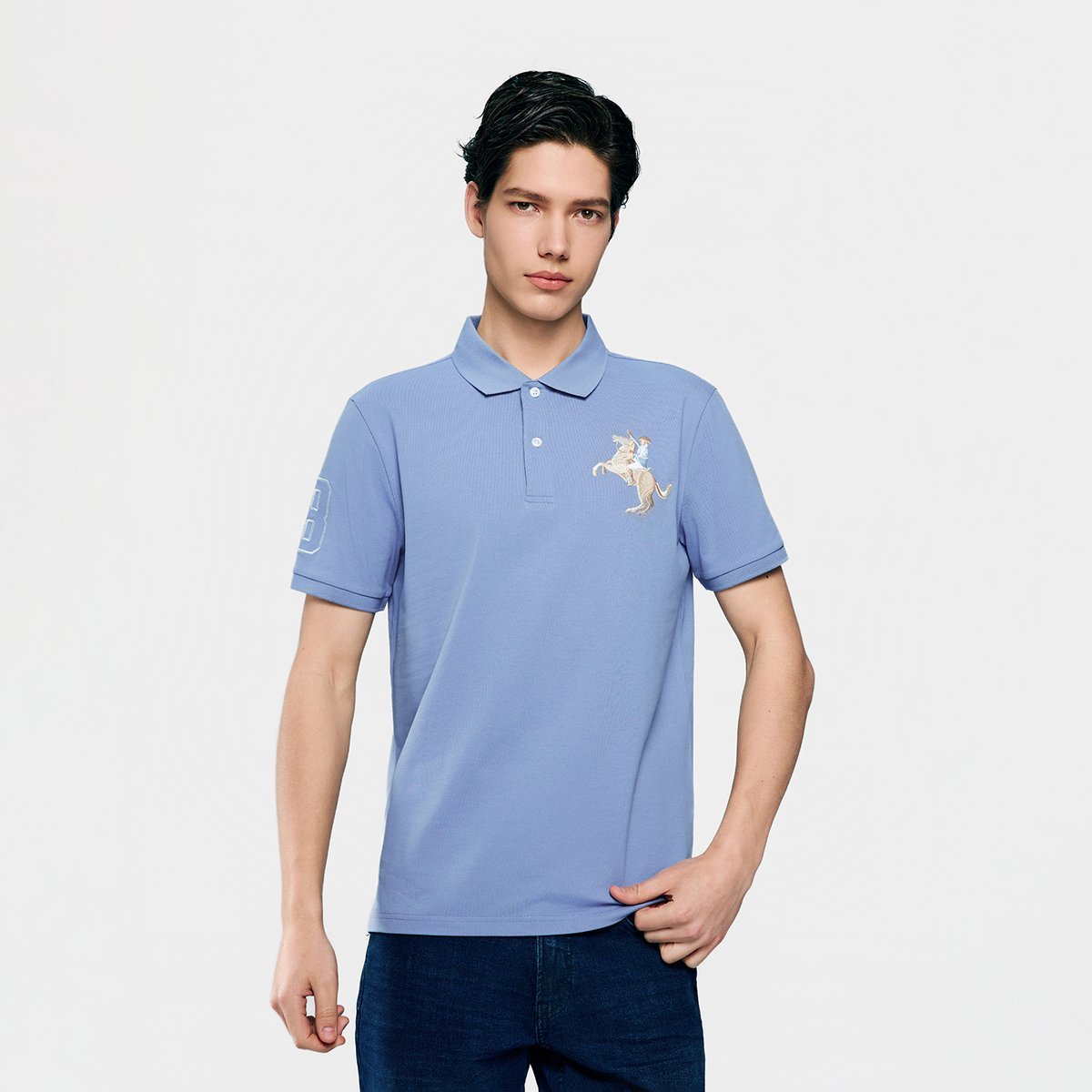 Men’s Slim Fit Napoleon Embroidery Lycra Pique Polo - Giordano Online