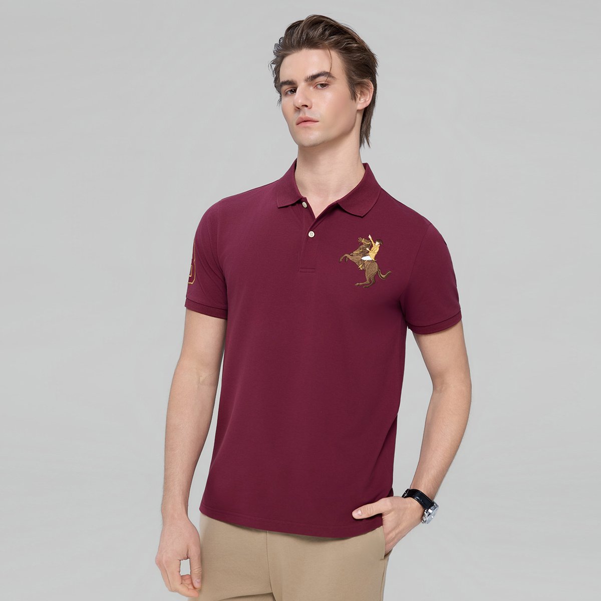 Men’s Slim Fit Napoleon Embroidery Lycra Pique Polo - Giordano Online
