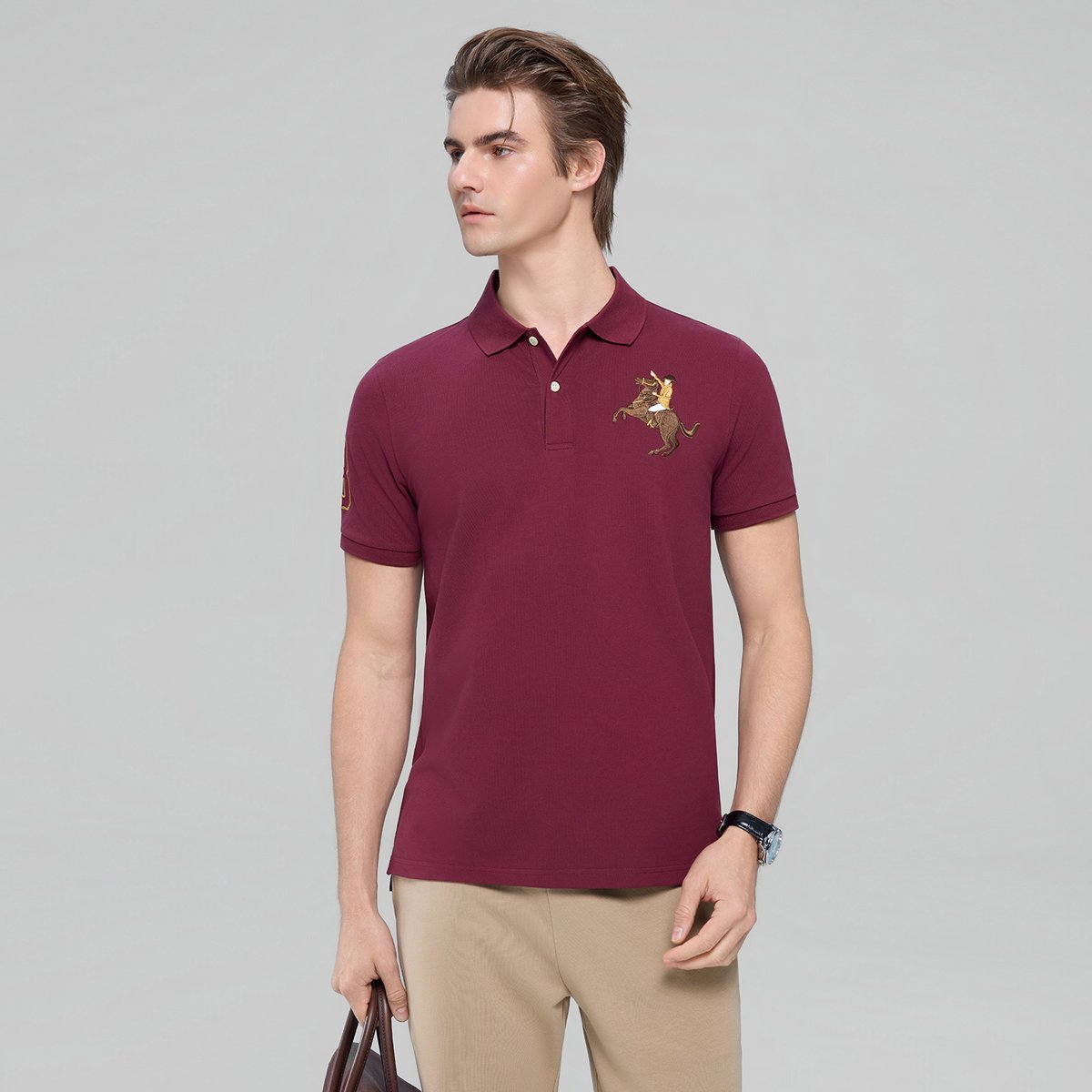 Men’s Slim Fit Napoleon Embroidery Lycra Pique Polo - Giordano Online