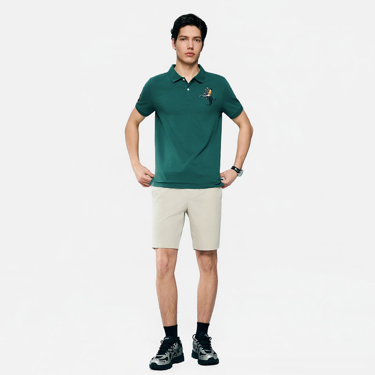 Men’s Slim Fit Napoleon Embroidery Lycra Pique Polo - Giordano Online