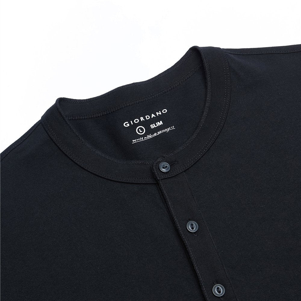 Men’s Slim Henley Short - Sleeve Button Front Tee - Giordano Online