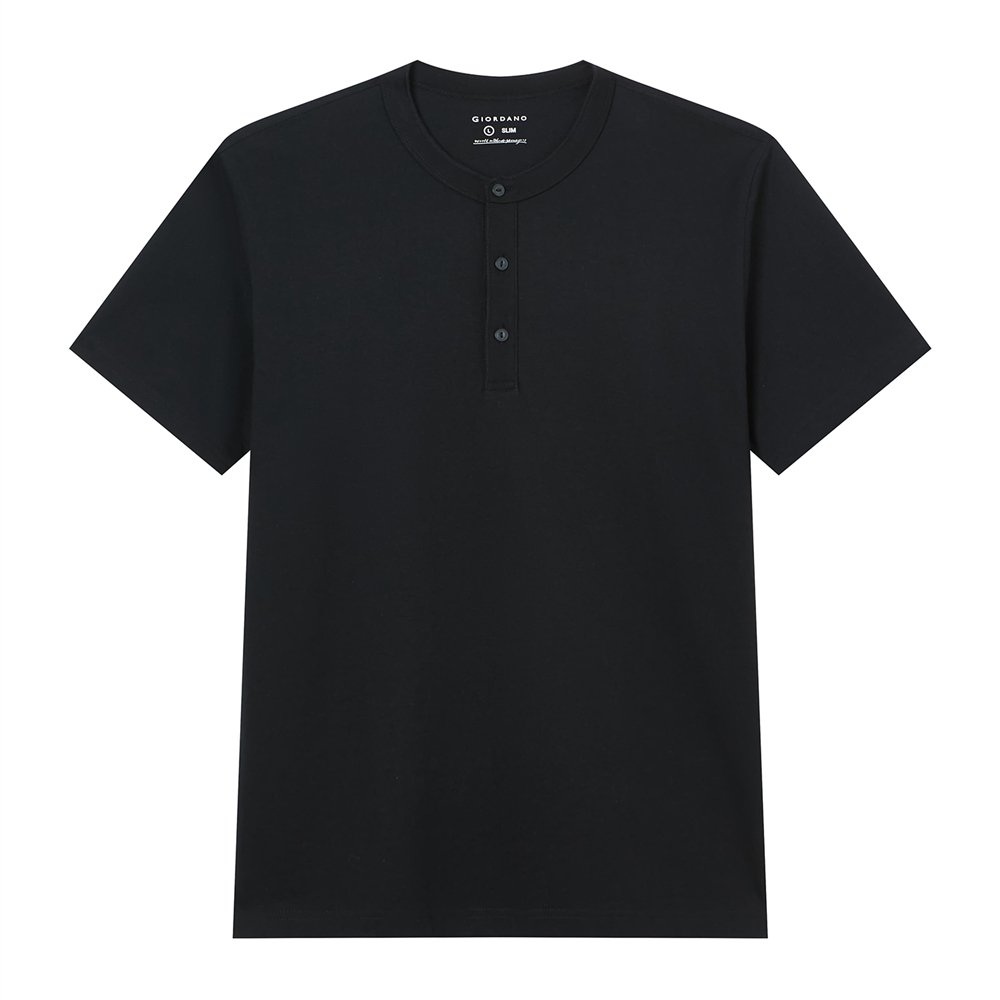 Men’s Slim Henley Short - Sleeve Button Front Tee - Giordano Online