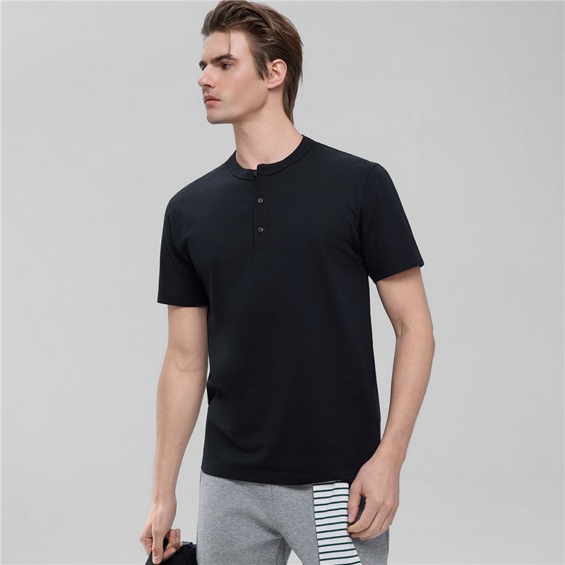 Men’s Slim Henley Short - Sleeve Button Front Tee - Giordano Online