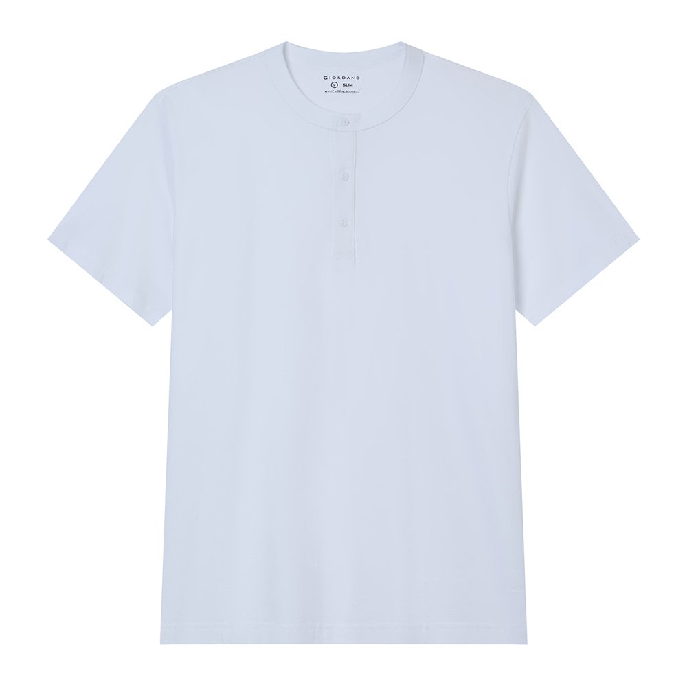 Men’s Slim Henley Short - Sleeve Button Front Tee - Giordano Online