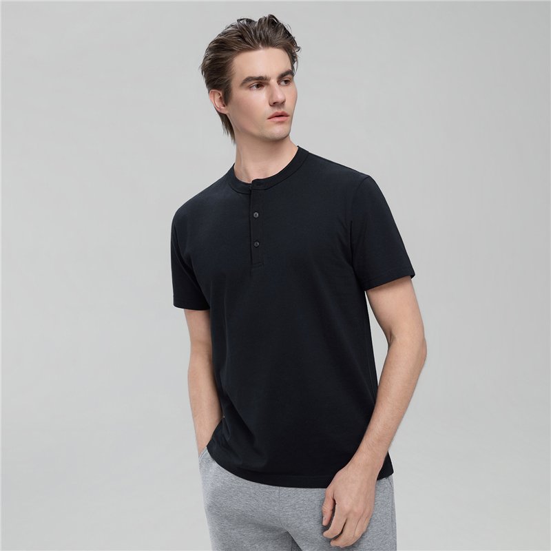Men’s Slim Henley Short - Sleeve Button Front Tee - Giordano Online