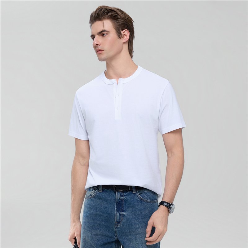 Men’s Slim Henley Short - Sleeve Button Front Tee - Giordano Online