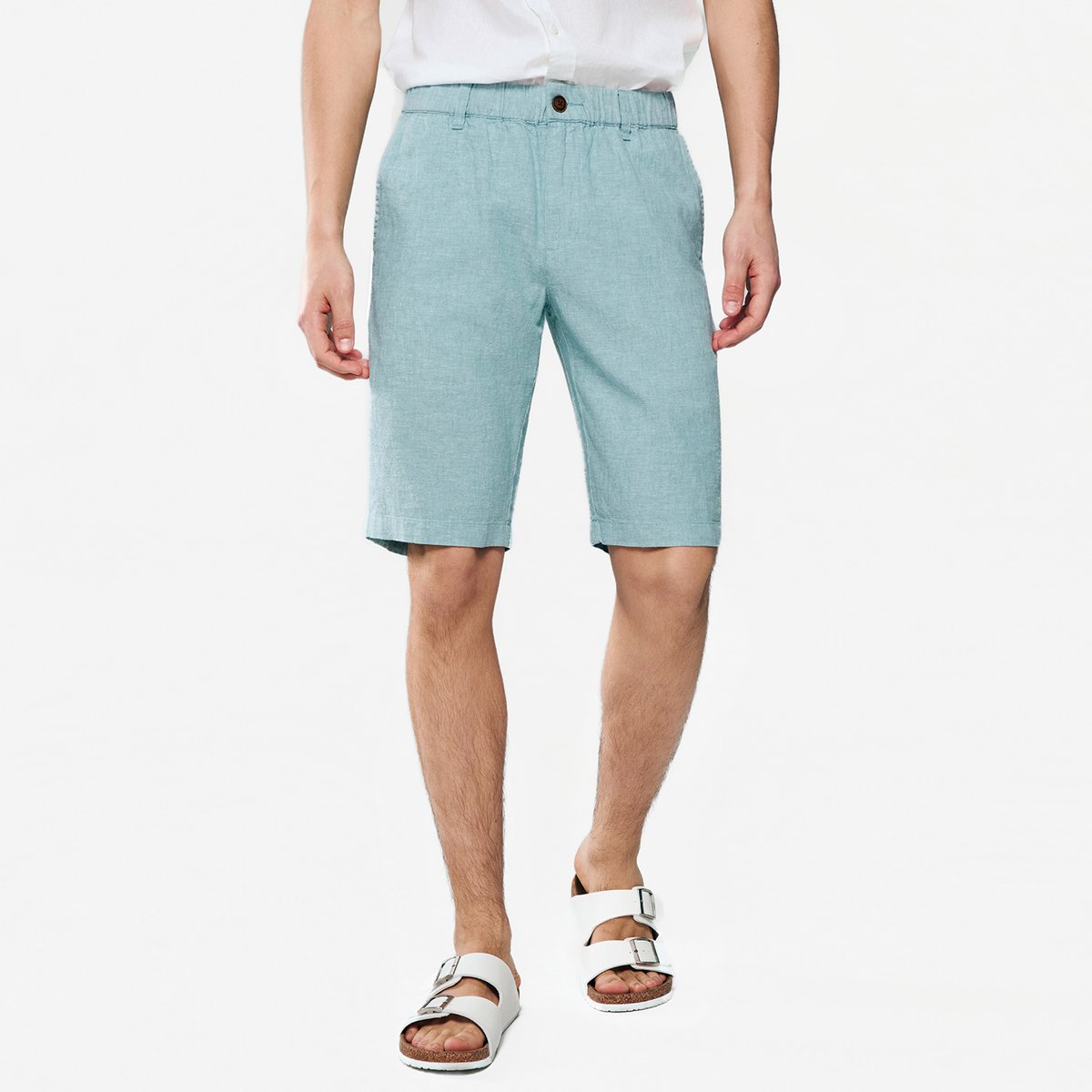 Men's Slim Linen Cotton Bermuda Shorts - Giordano Online