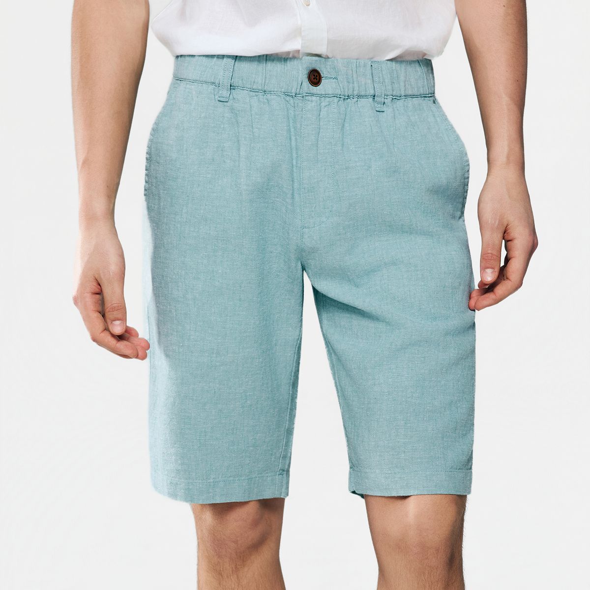 Men's Slim Linen Cotton Bermuda Shorts - Giordano Online