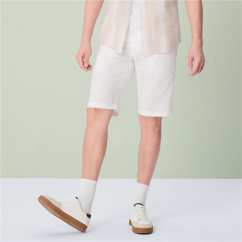 Men's Slim Linen Cotton Bermuda Shorts - Giordano Online