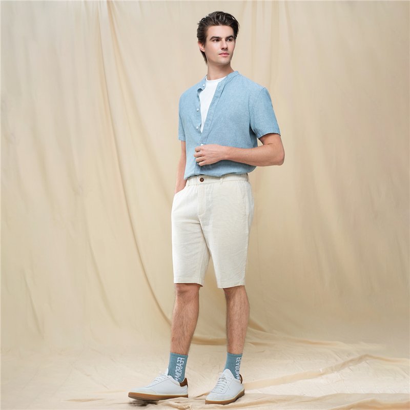Men's Slim Linen Cotton Bermuda Shorts - Giordano Online