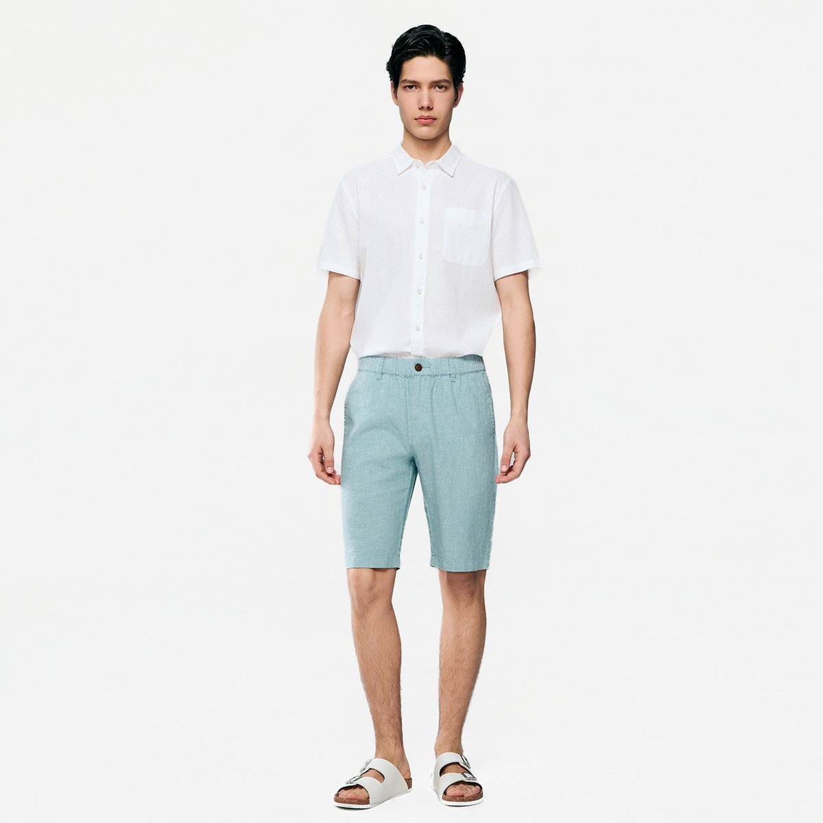 Men's Slim Linen Cotton Bermuda Shorts - Giordano Online