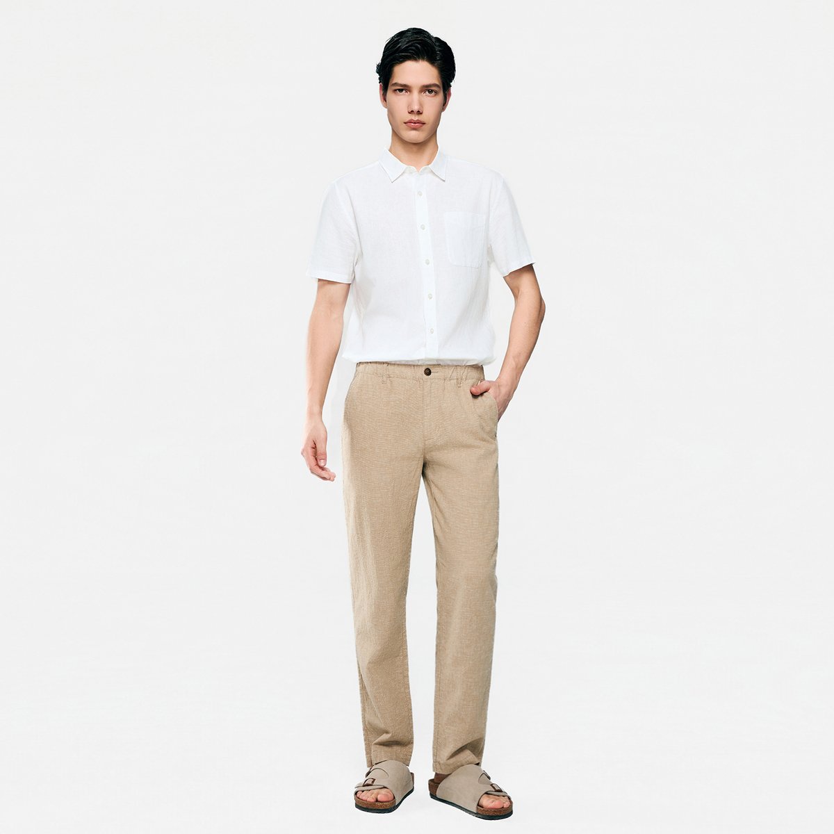 Men's Slim Taper Linen Cotton Khakis - Giordano Online
