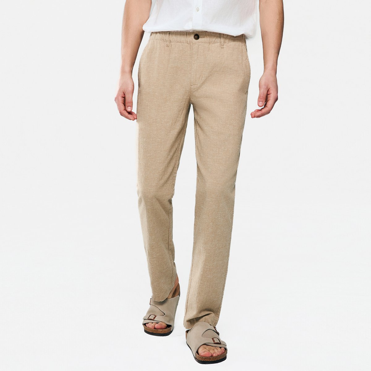 Men's Slim Taper Linen Cotton Khakis - Giordano Online