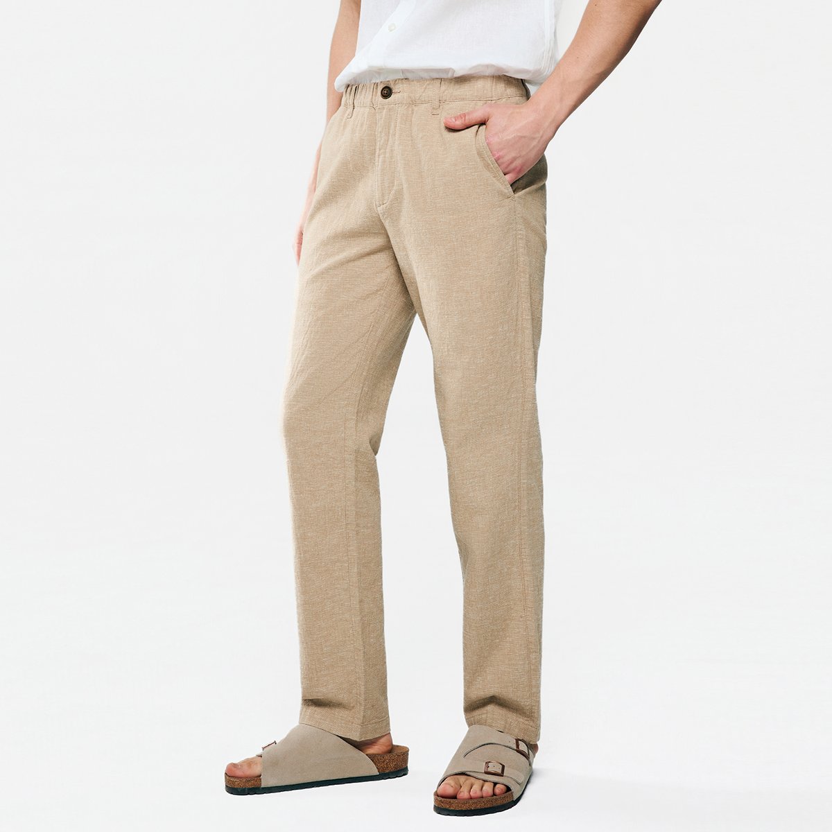 Men's Slim Taper Linen Cotton Khakis - Giordano Online