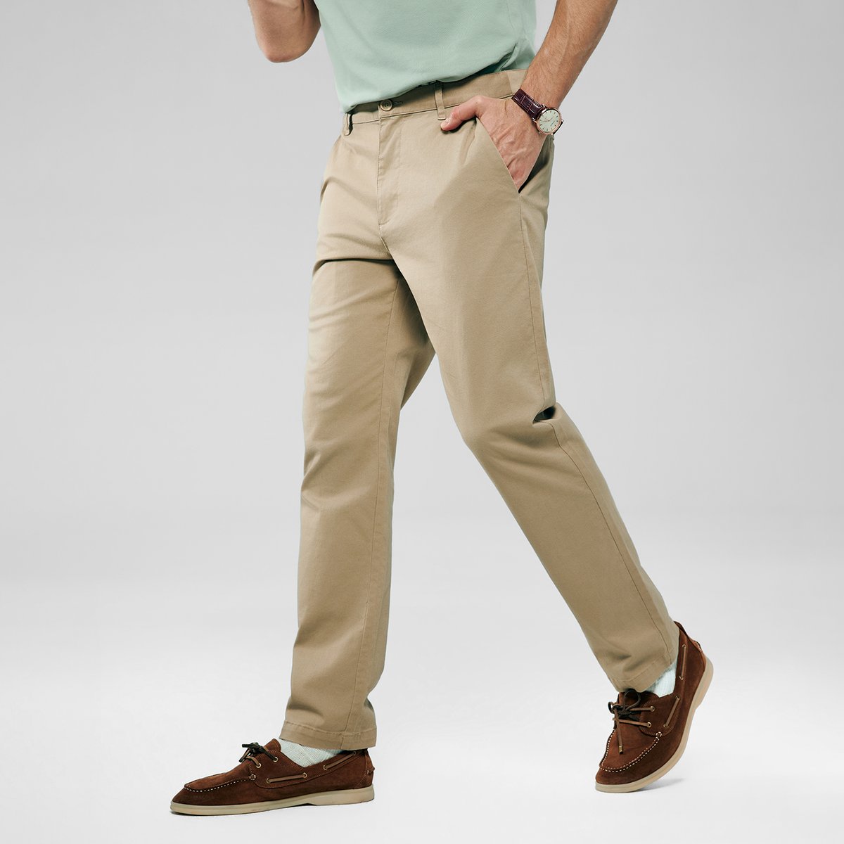 Men’s Slim Taper Stretch Cotton Khaki Pants - Giordano Online