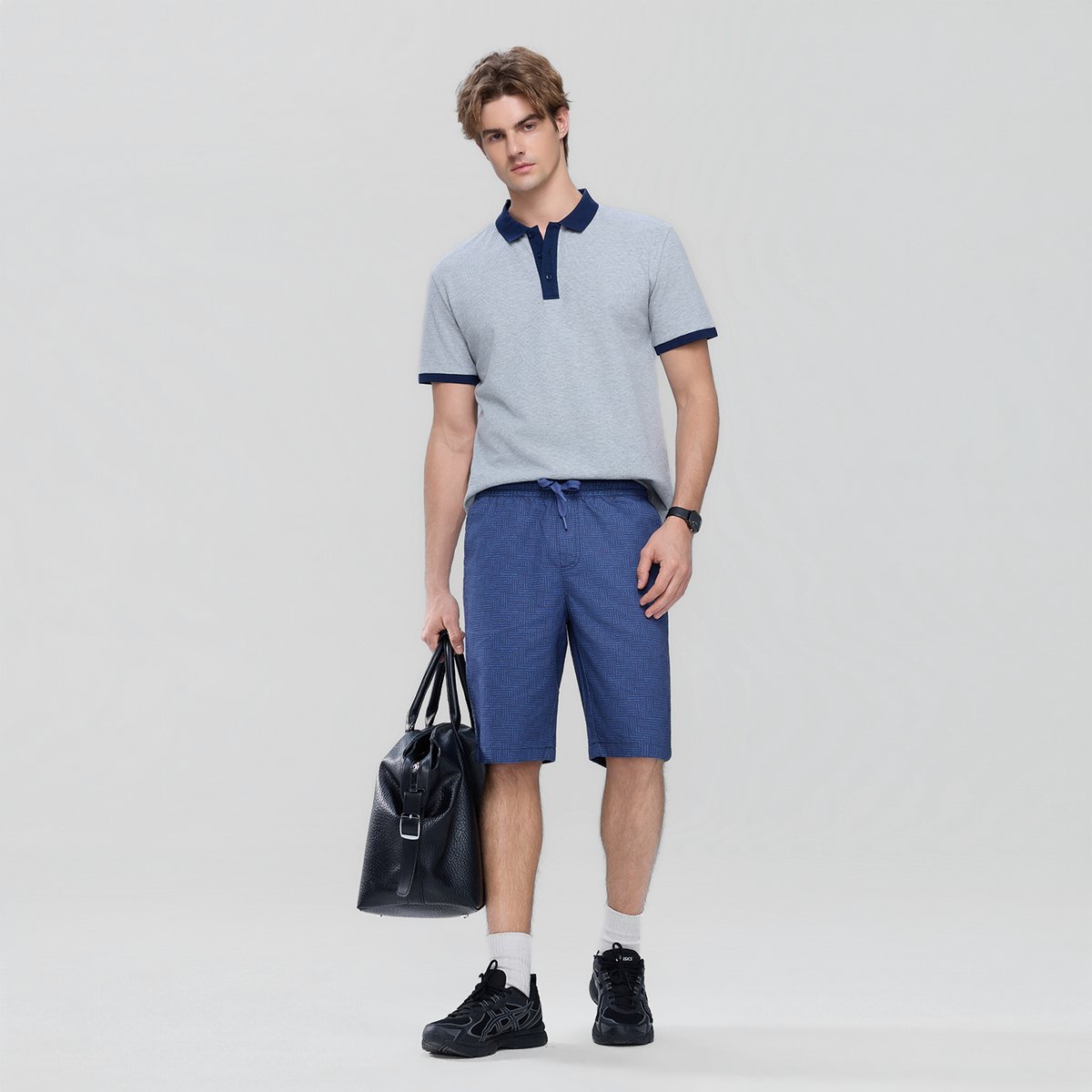 Men’s Slim Twill Bermuda Elastic Waist Short - Giordano Online
