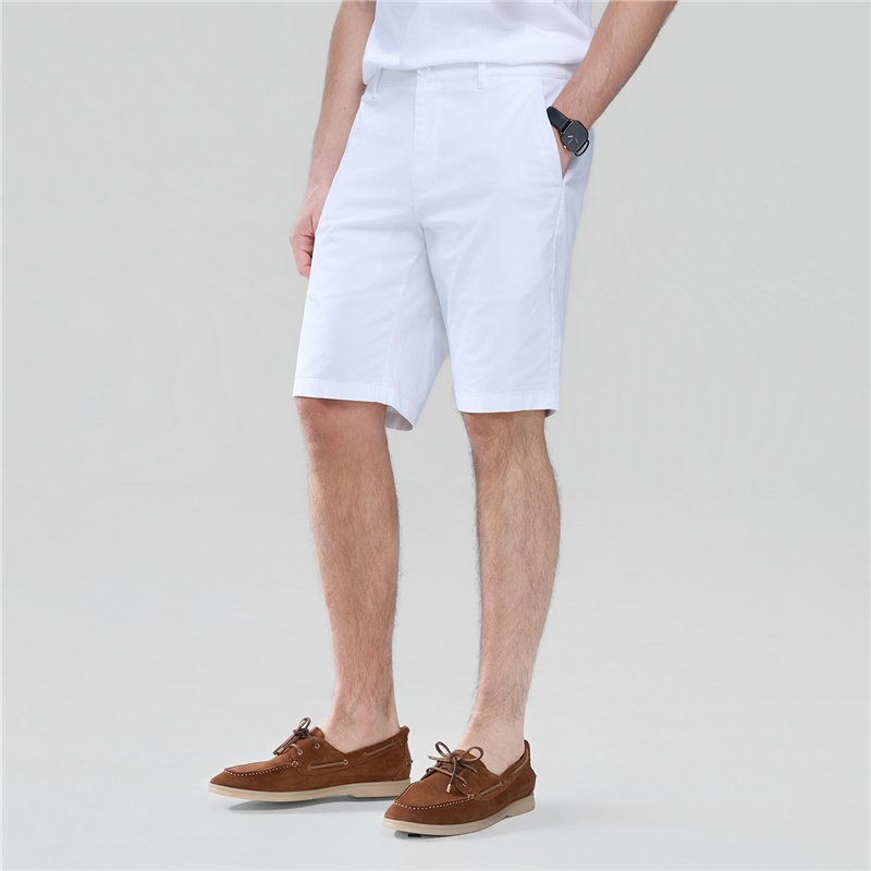Men’s Slim Twill Bermuda Shorts with Stretch Waist - Giordano Online