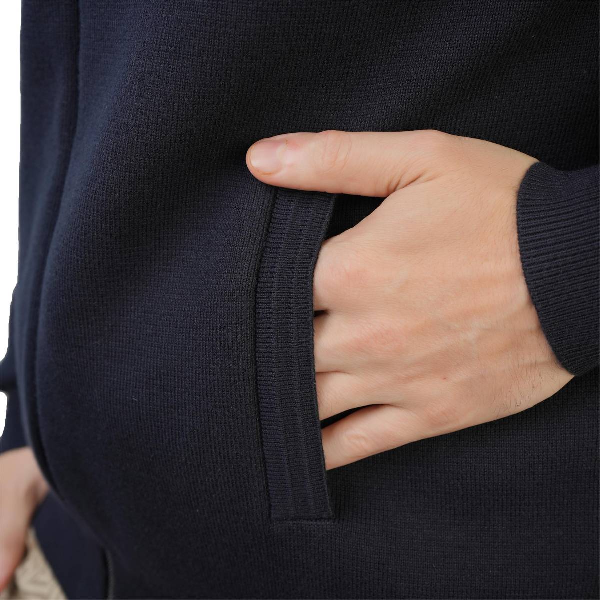 Men's Texture Stitch Mock Neck Long Sleeve Full Zipper Cardigan - Giordano Online