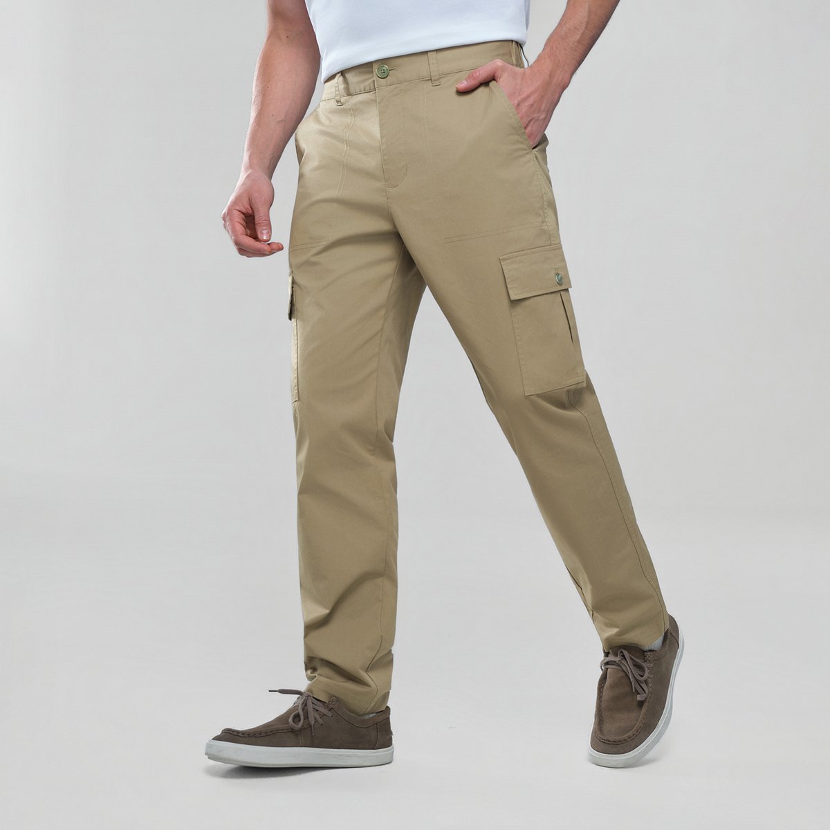 Men's Twill Relaxed Taper Elastic Waist Khaki Pant - Giordano Online