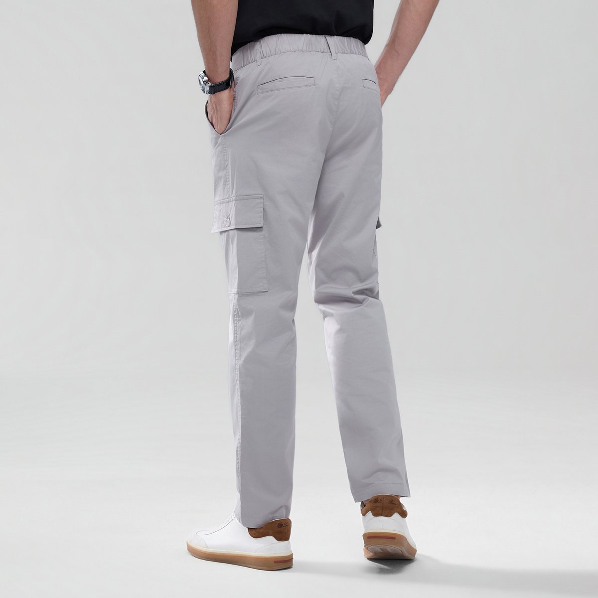 Men's Twill Relaxed Taper Elastic Waist Khaki Pant - Giordano Online