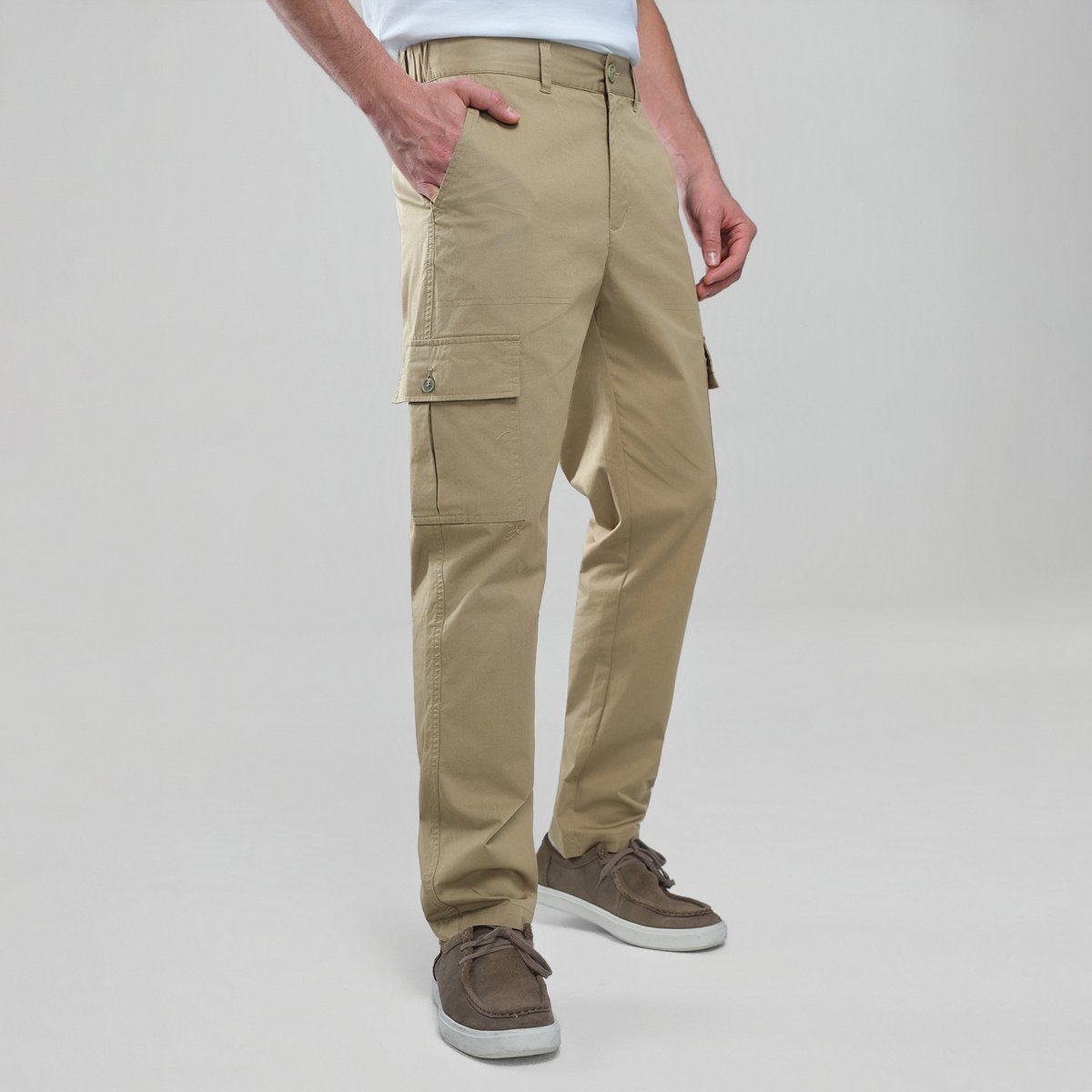 Men's Twill Relaxed Taper Elastic Waist Khaki Pant - Giordano Online
