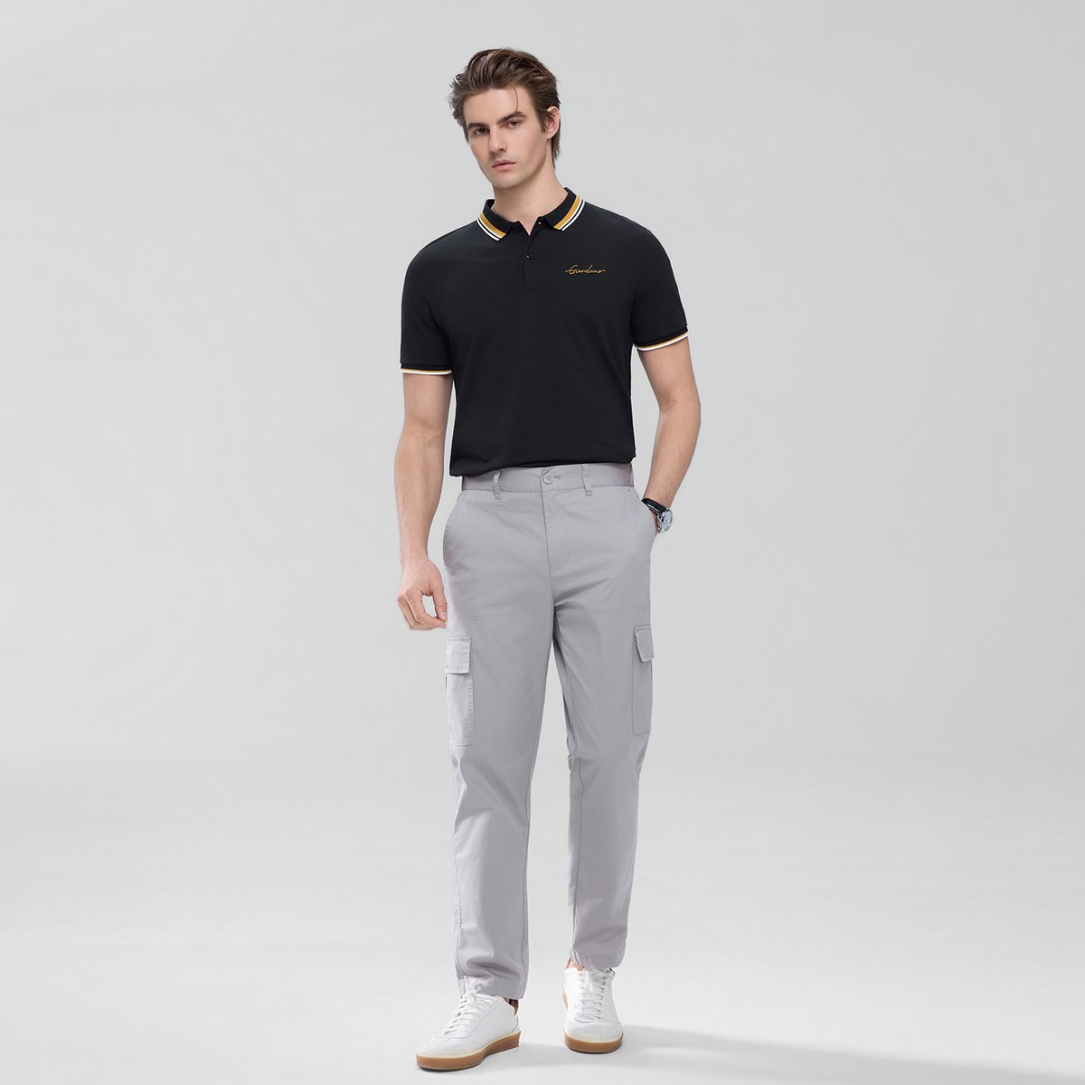 Men's Twill Relaxed Taper Elastic Waist Khaki Pant - Giordano Online