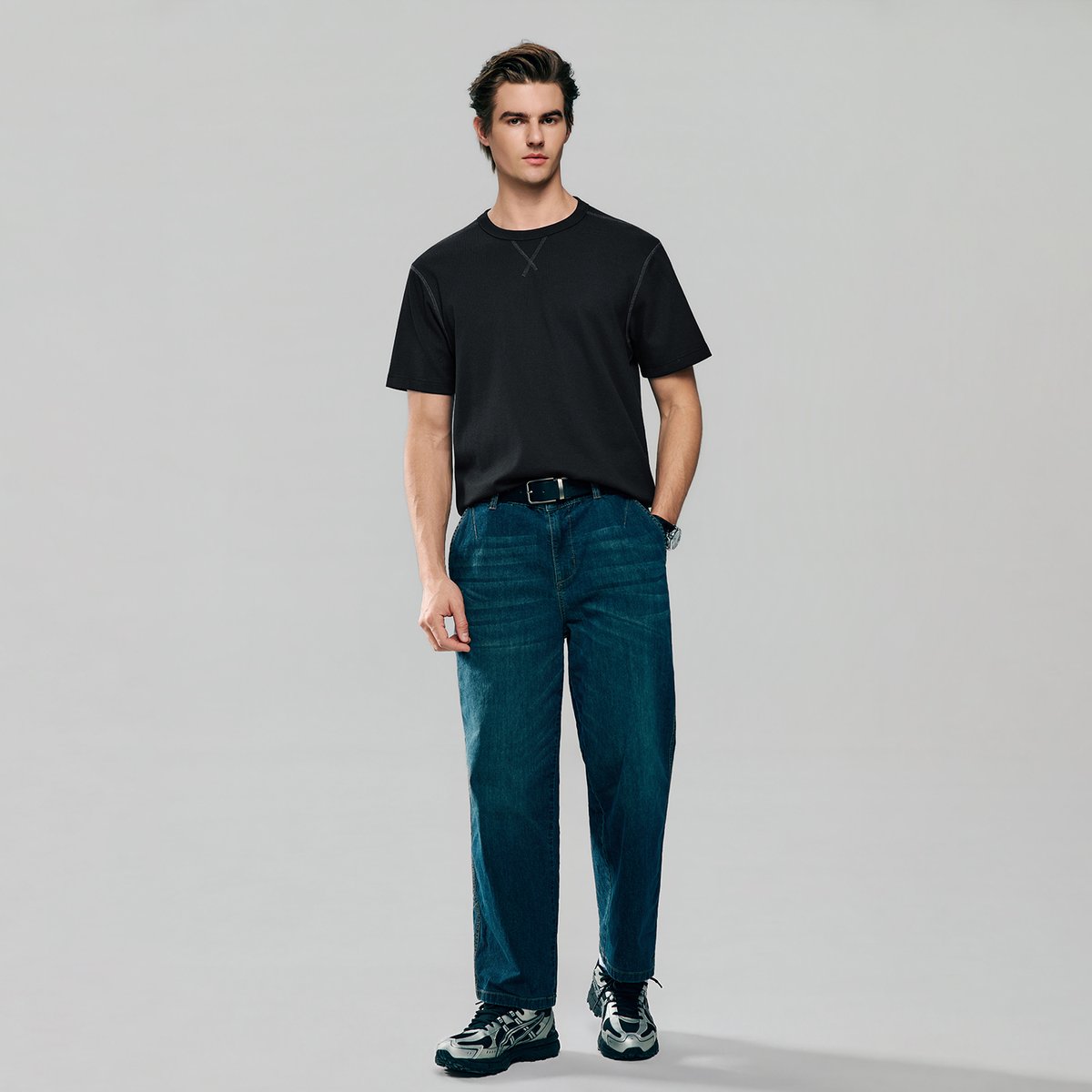 Men's Waffle Crew Neck Tee - Giordano Online