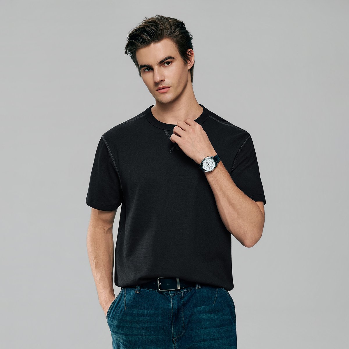 Men's Waffle Crew Neck Tee - Giordano Online