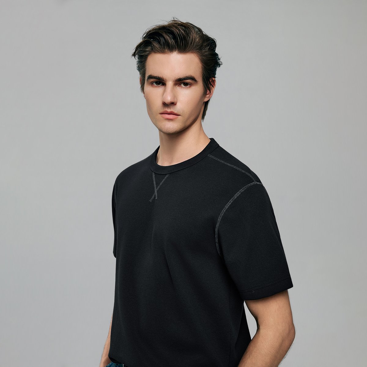 Men's Waffle Crew Neck Tee - Giordano Online