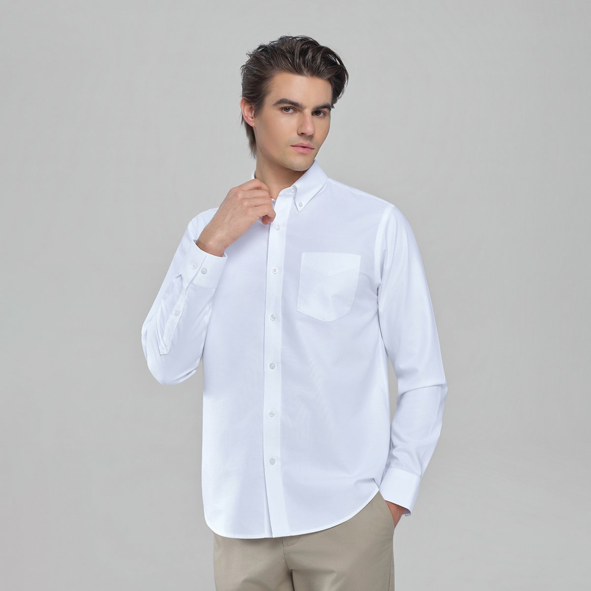 Men's Wrinkle Free Oxford Long Sleeve Shirt - Giordano Online