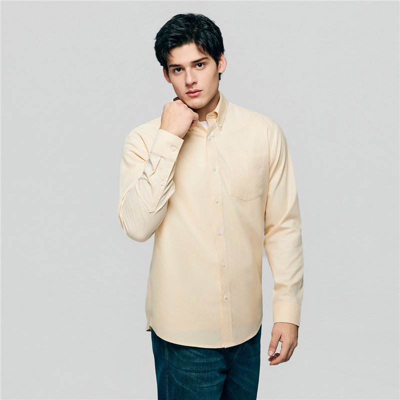 Men's Wrinkle Free Oxford Long Sleeve Shirt - Giordano Online