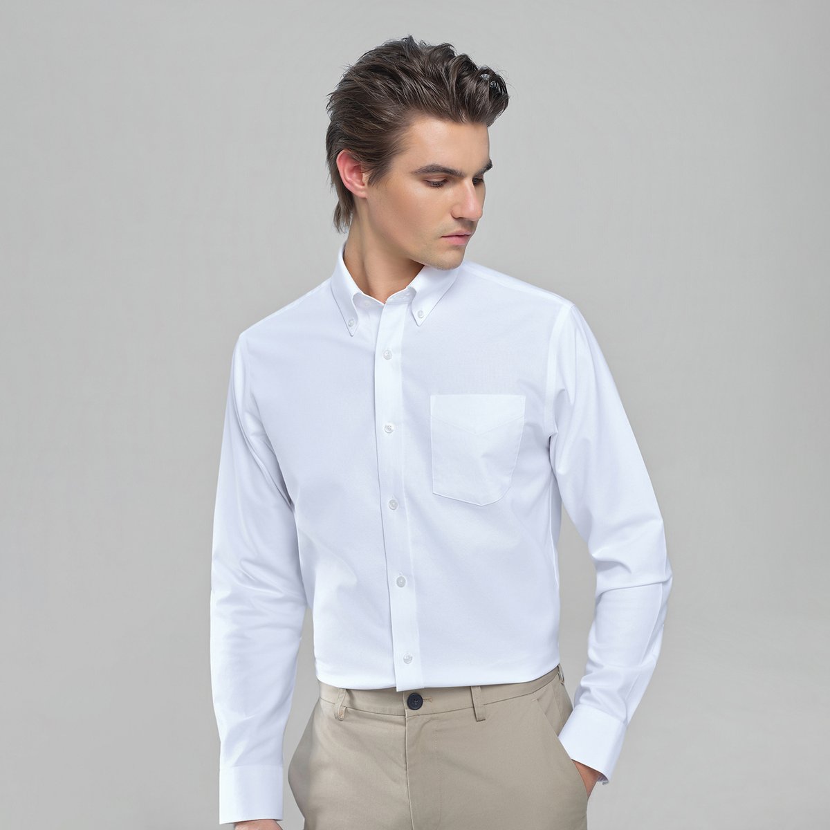Men's Wrinkle Free Oxford Long Sleeve Shirt - Giordano Online