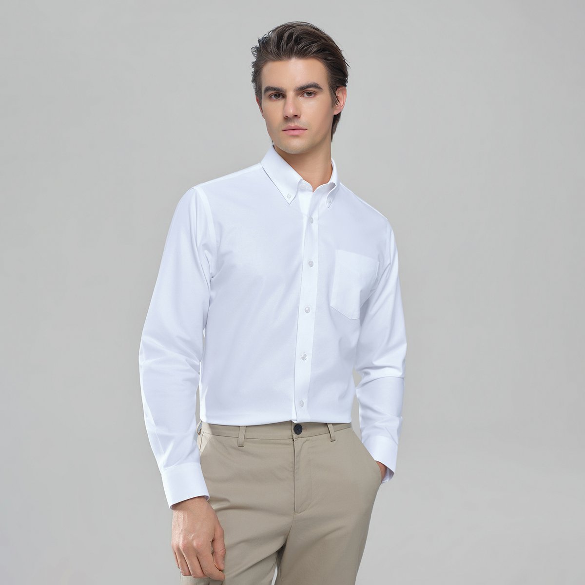 Men's Wrinkle Free Oxford Long Sleeve Shirt - Giordano Online