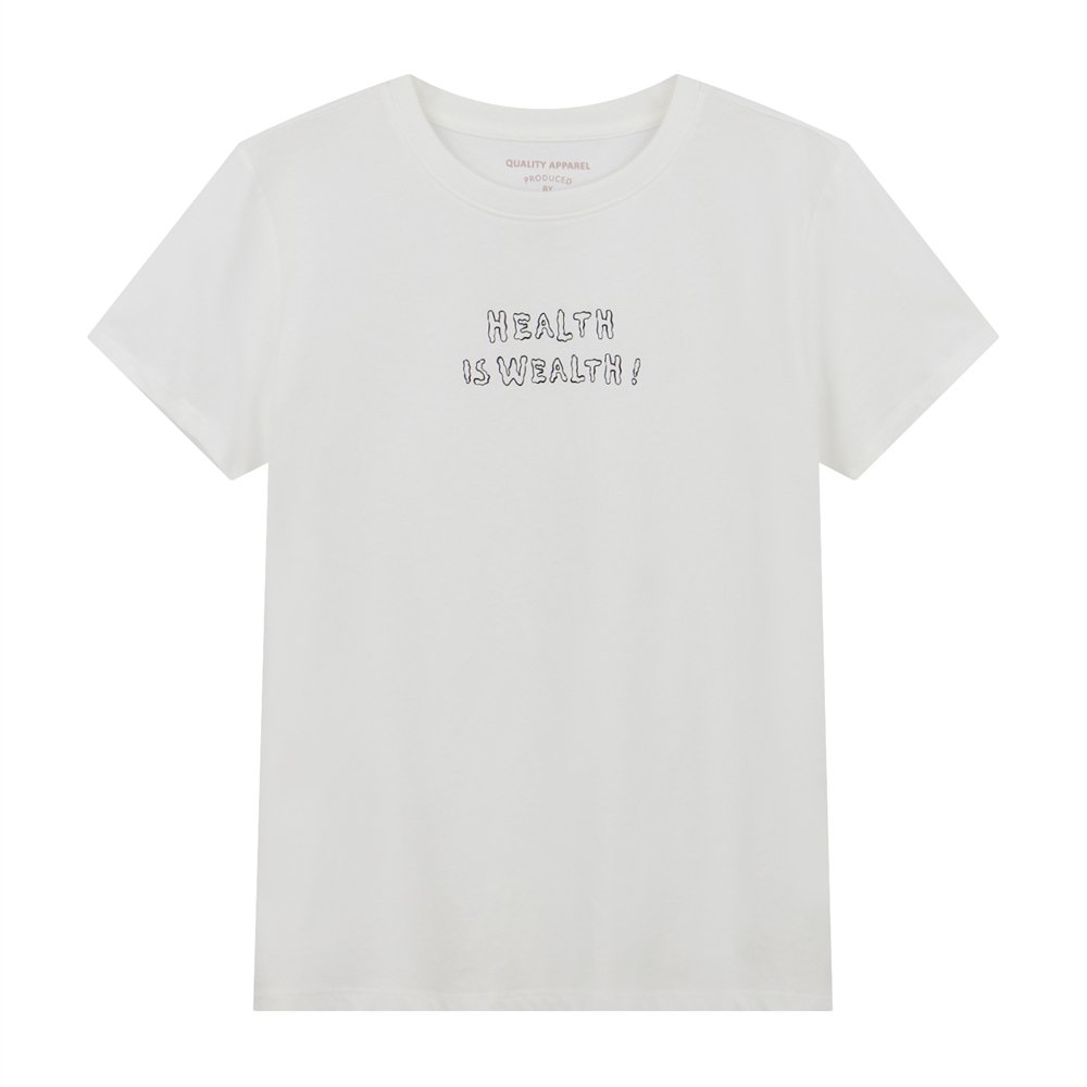 Women’s Cotton Jersey Crew Neck Short Sleeve Comfort Fit Printed T-Shirt - White - Giordano Online