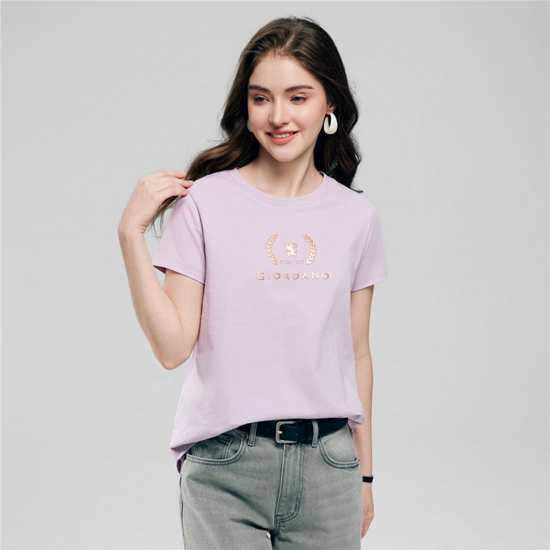 Women's Cotton Jersey Signature Print Tee - Giordano Online