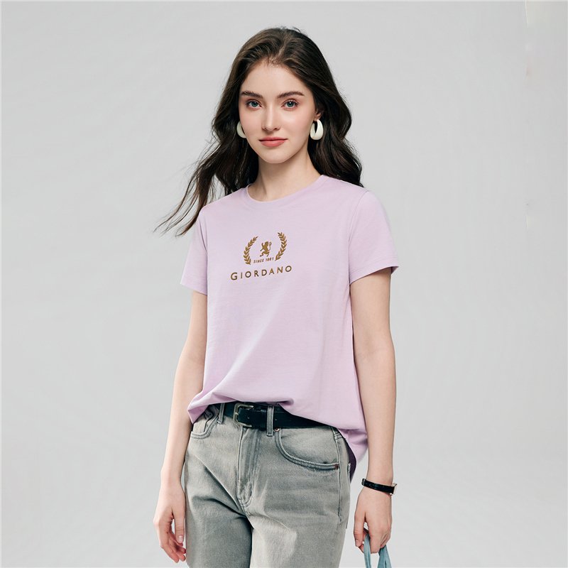 Women's Cotton Jersey Signature Print Tee - Giordano Online