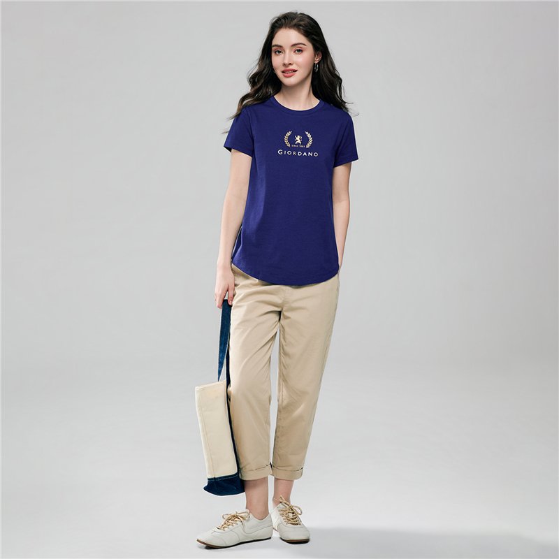 Women's Cotton Jersey Signature Print Tee - Giordano Online