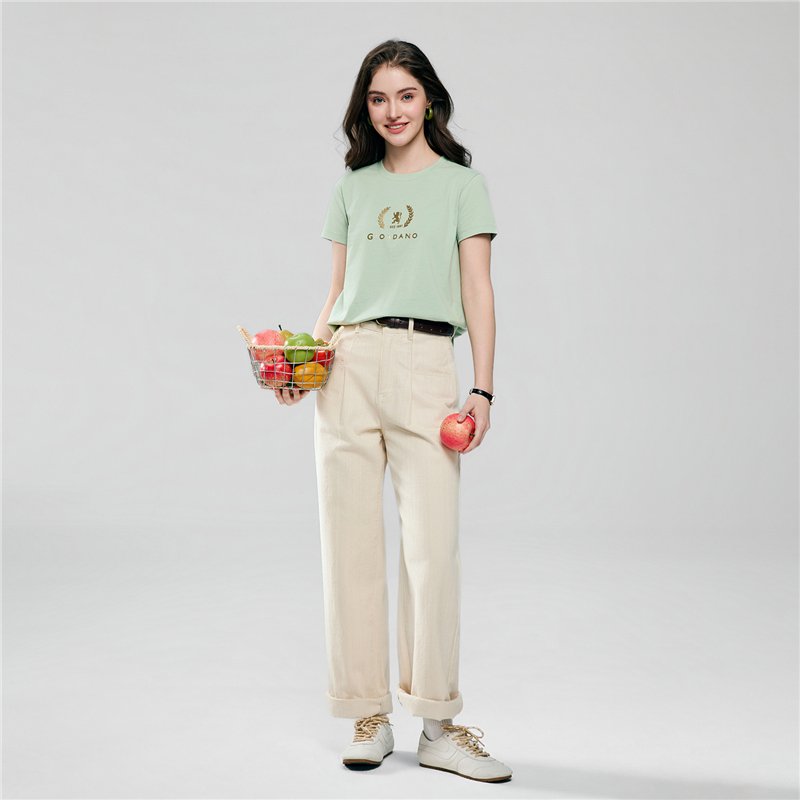 Women's Cotton Jersey Signature Print Tee - Giordano Online