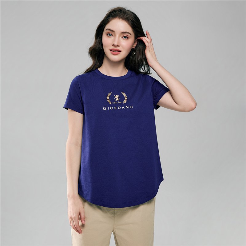 Women's Cotton Jersey Signature Print Tee - Giordano Online